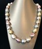 Very Fine Multi-color South Sea and Pink Fresh Water Baroque Pearl Necklace