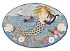Claire Murray Oval Hooked Rug "Mermaid and Approaching Sailors"