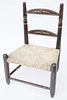 Paint Decorated Rush Seat Ladder Back Dolls Chair, 19th Century