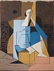Louis Marcoussis, Abstract Cubist Figure, Gouache on paper