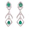 14k Emerald Diamond Drop Earrings