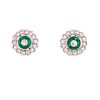 Platinum 18K Diamond Emerald Target Earrings
