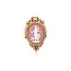 ANTIQUE, FRENCH, AGATE CAMEO, PEARL AND DIAMOND BROOCH