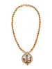 YELLOW GOLD, MICROMOSAIC AND DIAMOND NECKLACE