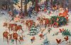 George Hinke
(German/American, 1883-1953)
Santa and His Elves Gathering Trees in His Sleigh
