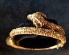 Etruscan revival 18k gold bracelet with figural ram's head 