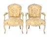 A Pair of Louis XV Yellow-Painted Fauteuils en Cabriolet
Height 35 x width 25 x depth 20 inches.