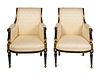 A Pair of Directoire Parcel-Gilt and Painted Bergeres
Height 35 x width 23 1/4 inches.