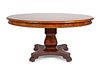 An Empire Style Figured Mahogany Pedestal Dining Table
Height 30 x diameter 65, with a 22" leaf.