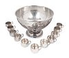 An American Silverplate Large Punchbowl and Twelve Cups
Height of bowl 11 x diameter 16 1/4 inches.