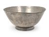 An American Pewter Punchbowl and Ladle
Height of bowl 8 x diameter 16 1/2 inches; length of ladle 11 1/2 inches.