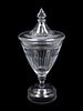 A William Yeoward Cut-Glass Covered Urn 
Height 24 x diameter 10 3/4 inches.