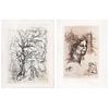 FEDERICO CANTÚ, a) Pastoral y Flora b) Untitled, Signed, dry point 31 / 100 and P / i, Pieces: 2