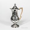 George III Irish Sterling Silver Coffeepot, Dublin, late 18th/early 19th century, lacking date mark, Joseph Jackson, maker, with chased