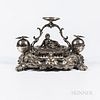 Continental Silver Inkwell, 19th century, unmarked, lg. 10 1/2 in., approx. 19.7 troy oz.