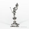 Continental Silver Figure, 19th century, possibly Portugal, maker's mark "FSB," the figure holding a staff and a raised pineapple, ht.