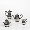 Four-piece French .950 Silver Tea and Coffee Service, Paris, late 19th/early 20th century, Henin & Cie., maker, made for export, compri