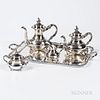 Five-piece German Sterling Silver Tea and Coffee Service with a Matching Pair of Three-light Candelabra, 20th century, Walt Heidelberg,