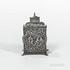 Dutch .930 Silver Tea Canister, c. 1930, maker's mark "HH," with chased figural motifs to each side, ht. 5 1/4 in., approx. 7.1 troy oz