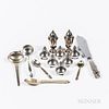 Group of Georg Jensen Sterling Silver Tableware, Denmark, mid-20th century, six pattern no. 433 shakers, three "Acorn" pattern pieces (