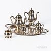 Six-piece International Sterling Silver Tea and Coffee Service, Connecticut, mid-20th century, comprised of a coffeepot, teapot, covere