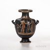 Apulian Red-figured Hydria, early to mid-4th century B.C., showing a young man and woman, ht. 10 7/8 in. Provenance: Gieringer Collecti