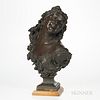 Jean-Baptiste Carpeaux (French, 1827-1875)  Bronze Bust of a Laughing Maiden/Bacchante aux Roses, reddish-brown patina, inscribed signa