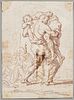 Italian School, 18th Century, Man Carrying a Weak or Wounded Figure, Unsigned, inscribed ".../Roma" in ink and with a franking stamp on