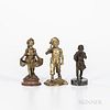 Three Small Bronze Figures, a boy carrying a small cross over his shoulders by Antoine Bofill (Spanish/French, active 1894-1939), signe