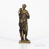 Susse Freres Bronze Figure of a Classical Maiden, France, 19th century, the standing figure modeled wearing a full cloak, stamped mark,