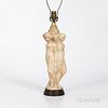 Carved Alabaster Lamp Base, 19th century, modeled as three partially draped nudes among bunches of grapes, approx. ht. 16 in. (not incl
