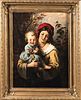 Continental School, 19th Century, Mother and Child with Grapes, Signed indistinctly, possibly "A. van Broock" along the vertical edge l