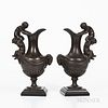 Pair of Maison Alphonse Giroux Bronze Figural Ewers, France, 19th century, each with handle modeled as a putti resting on the shoulders