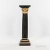 Marble-veneered Pedestal, with gilded Corinthian capital, ht. 51 1/2, top wd. 14, dp. 14 in.