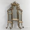Bronze and Onyx Mirrored Etagere, with a rocaille scrolled frame supporting five shelves, ht. 64, wd. 35 1/2, dp. 12 in.