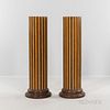 Pair of Maple-veneered Fluted Pedestals, with ebonized accents, ht. 44, top dia. 10 in.