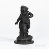 Wedgwood Black Basalt Bacchanalian Child, England, early 19th century, the standing figure posed running and mounted atop a fruiting gr