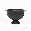 Wedgwood Black Basalt Baptismal Bowl, England, 19th century, with drapery swag and ringlets, impressed mark, dia. 10 1/4 in.