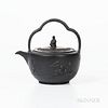 Wedgwood Black Basalt Teakettle and Cover, England, 19th century, trefoil bail handle to a circular shape with Sybil finial, the body w
