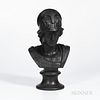 Wedgwood Black Basalt Bust of Minerva, England, late 19th century, mounted atop a waisted circular socle, impressed title and mark, ht.