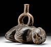 Moche Blackware Sea Lion Stirrup Vessel, ex-Sotheby's