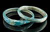 Lot of 2 Petite Roman Glass Turquoise Bracelets