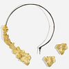 Silver and gold asymmetrical leaf necklace and earrings