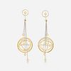 Modernist bicolor gold earrings