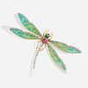 Art Nouveau plique-a-jour enamel dragonfly brooch