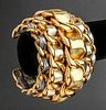 Chanel Runway Gold-Tone & Lambskin Cuff Bracelet