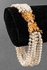 14K Yellow Gold Clasp Multi-Strand Pearl Bracelet