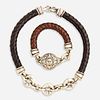 Barry Kieselstein-Cord, Sterling silver and leather necklace and bracelet