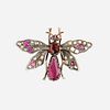 Antique ruby and diamond insect brooch