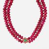 Two strand ruby bead necklace